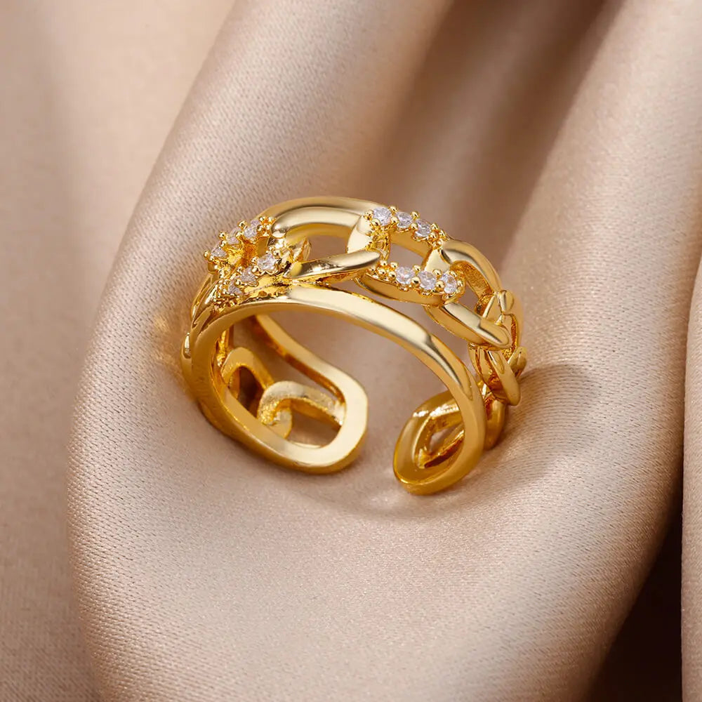 Gold-Plated Zircon Statement Ring