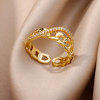 Gold-Plated Zircon Statement Ring