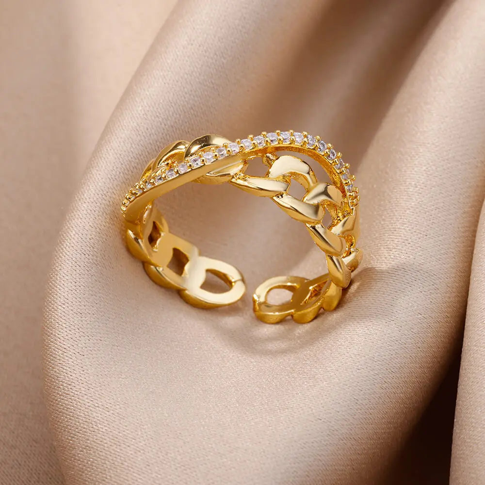 Gold-Plated Zircon Statement Ring