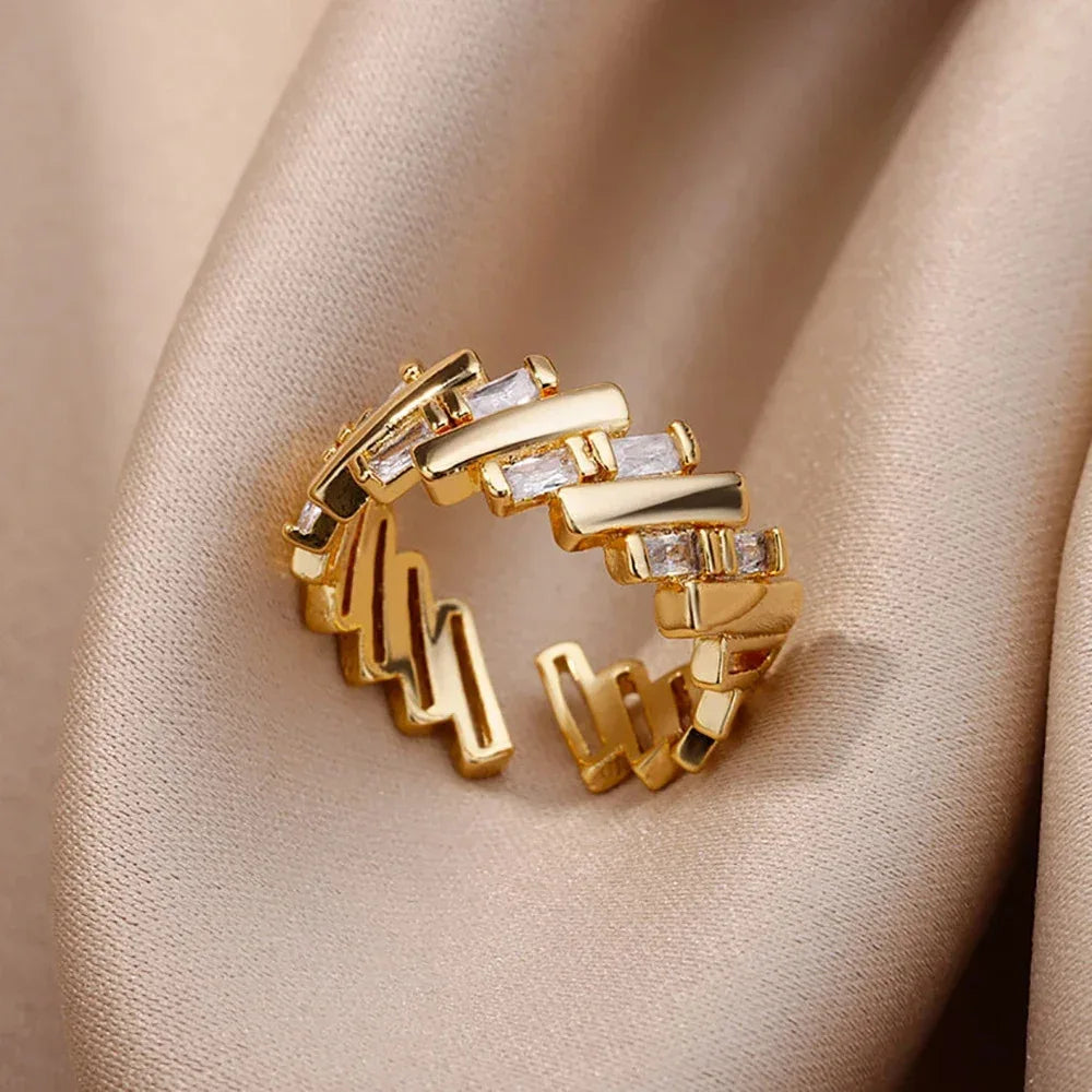 Gold-Plated Zircon Statement Ring