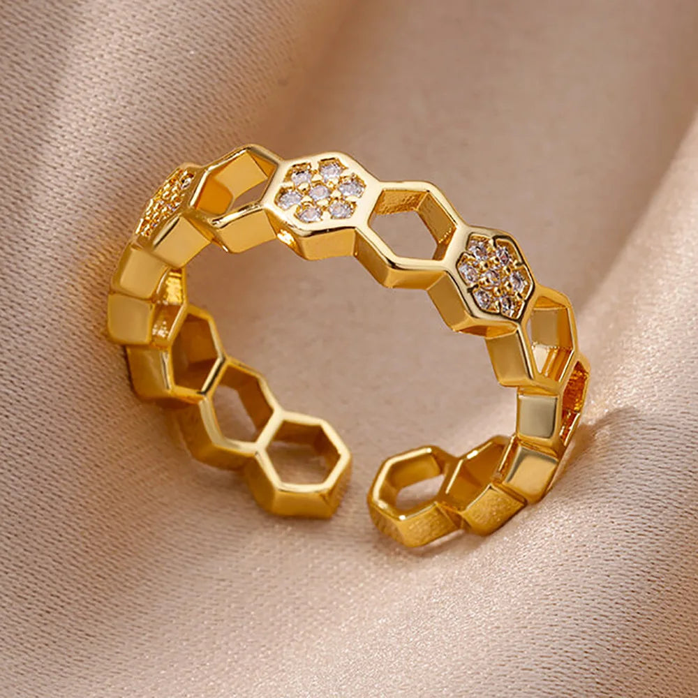 Gold-Plated Zircon Statement Ring
