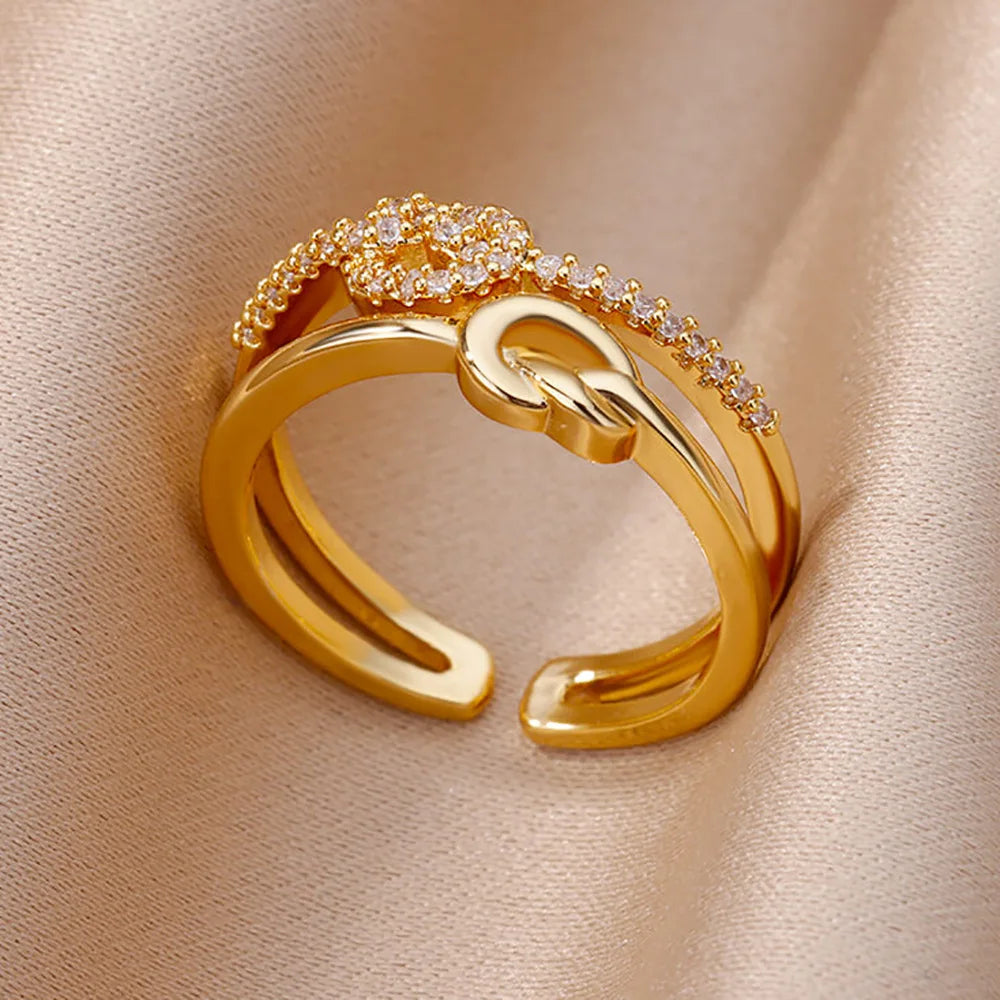 Gold-Plated Zircon Statement Ring