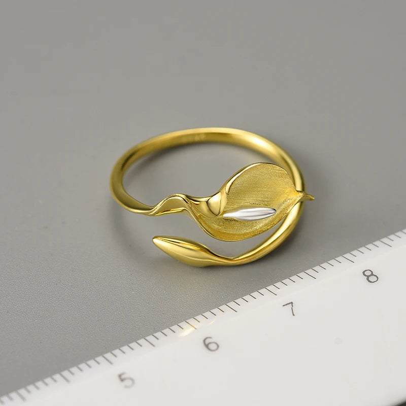 Calla Lily 925 Sterling Silver Adjustable Ring