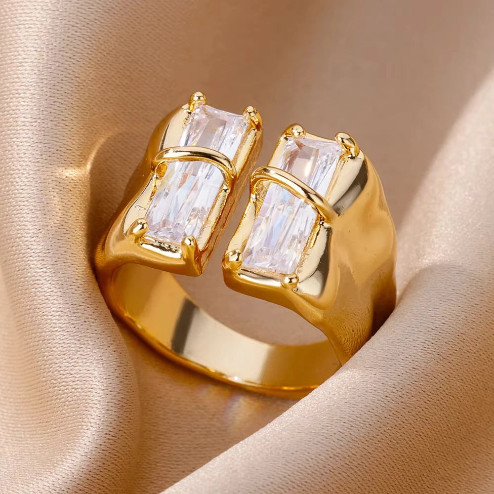 House of Noem — Gold-Plated Zircon Statement Ring