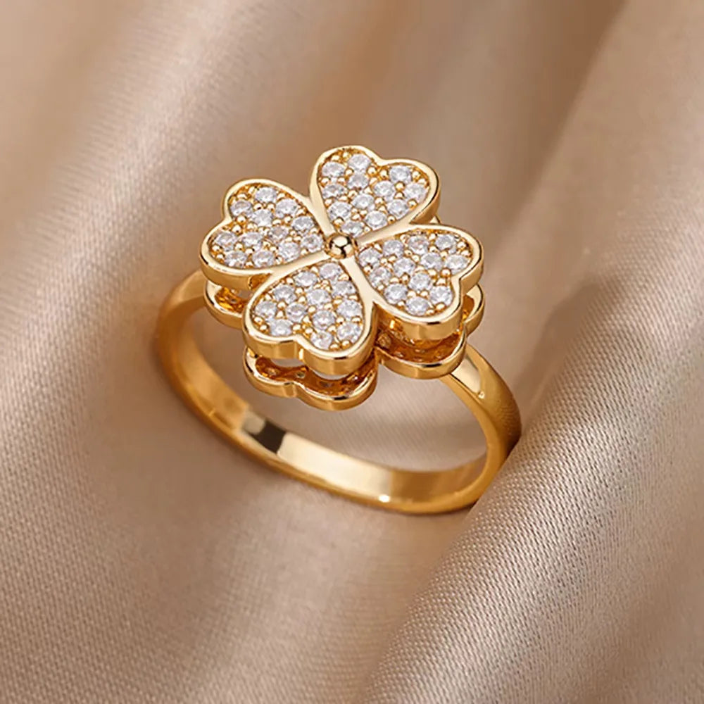 Gold-Plated Zircon Statement Ring