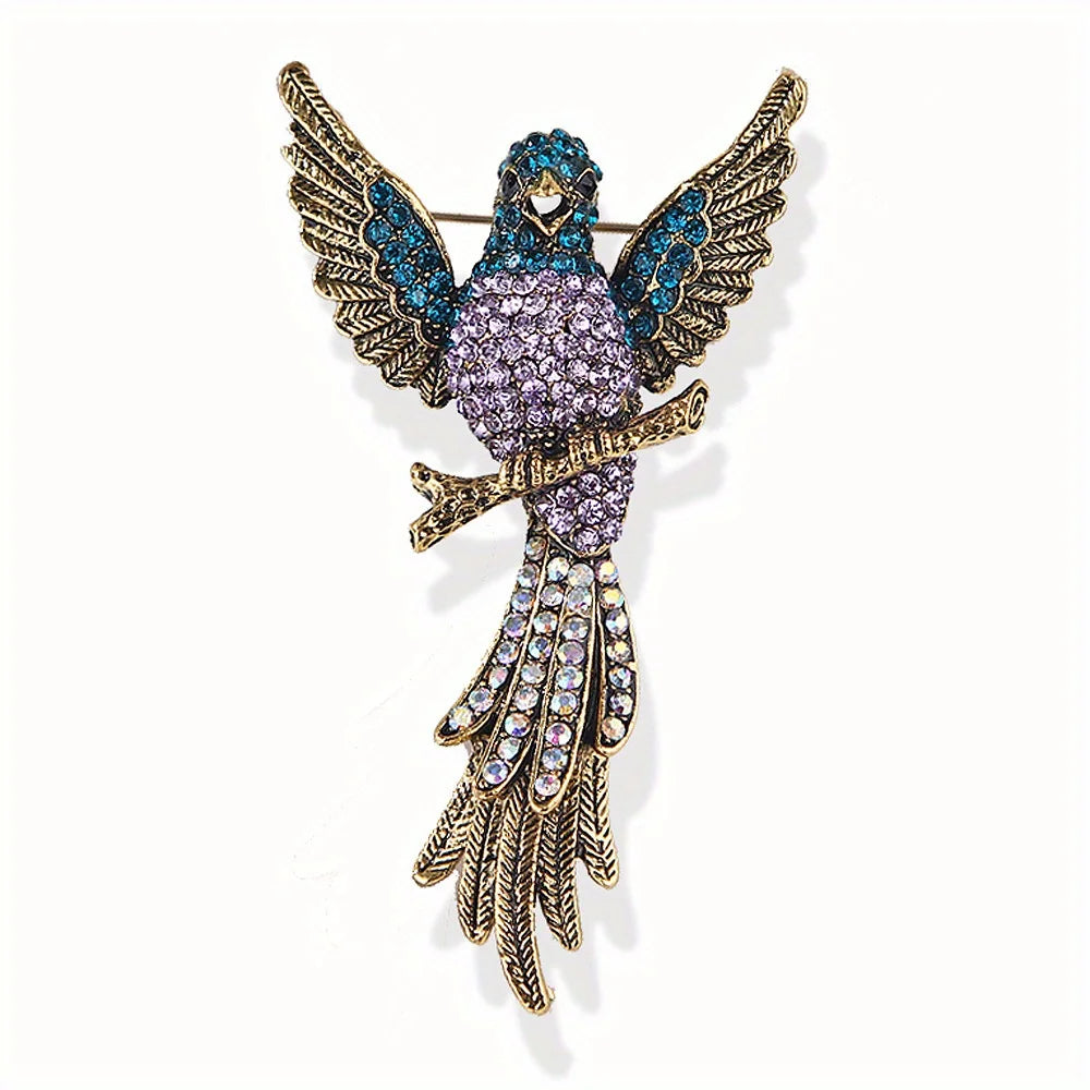 Crystal Hummingbird Brooch - Luxury Gold Animal Pin