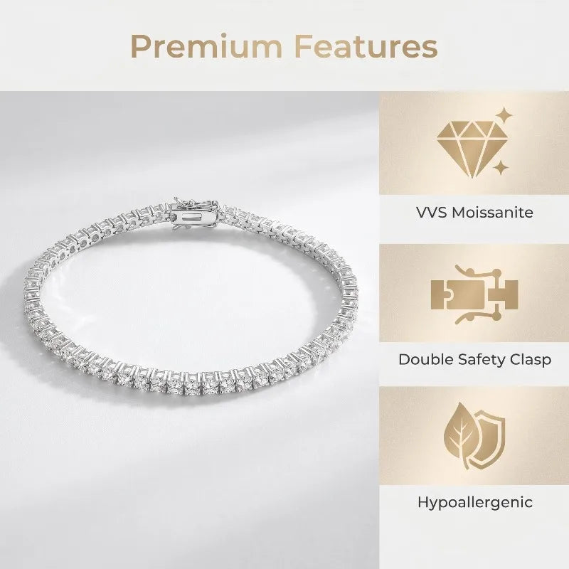 Moissanite Tennis Bracelet in 925 Sterling Silver