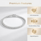 Moissanite Tennis Bracelet in 925 Sterling Silver
