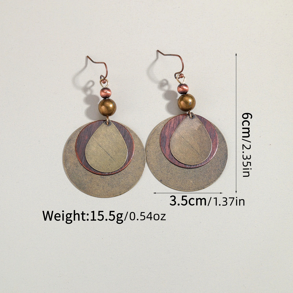 House of Noem — Retro Bronze Round Bead Drop Earrings