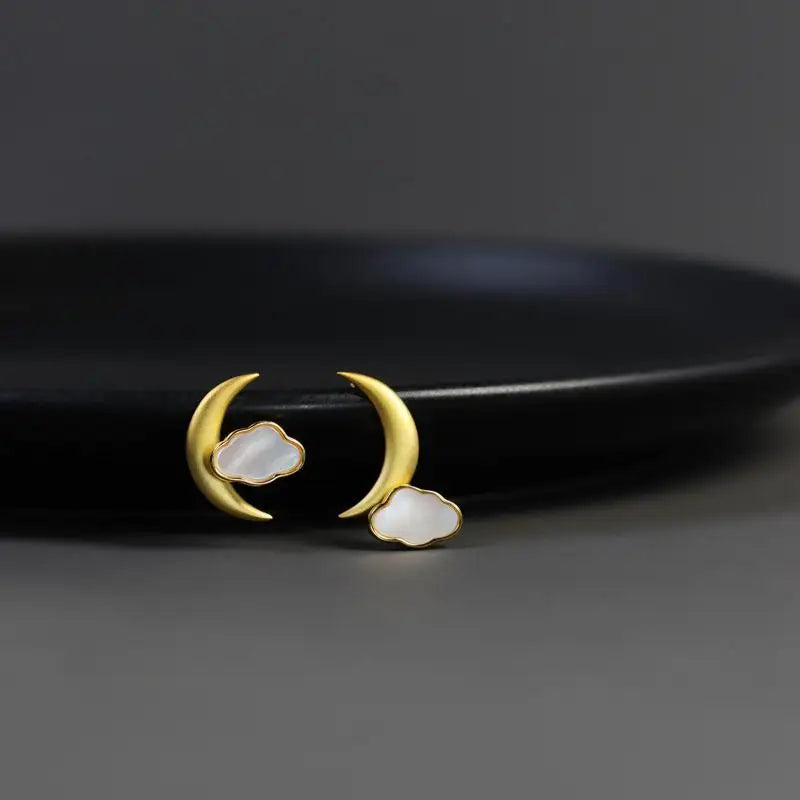 House of Noem — Moon and Clouds Stud Earrings