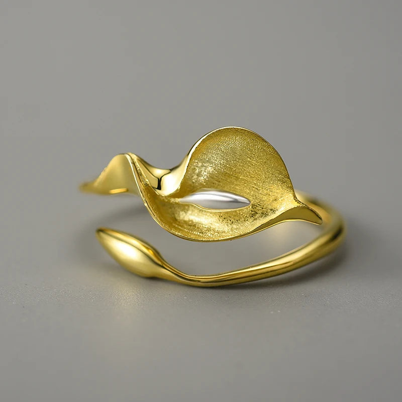 Calla Lily 925 Sterling Silver Adjustable Ring