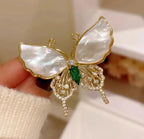 Emerald Crystal Butterfly Brooch