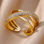 Gold-Plated Zircon Statement Ring