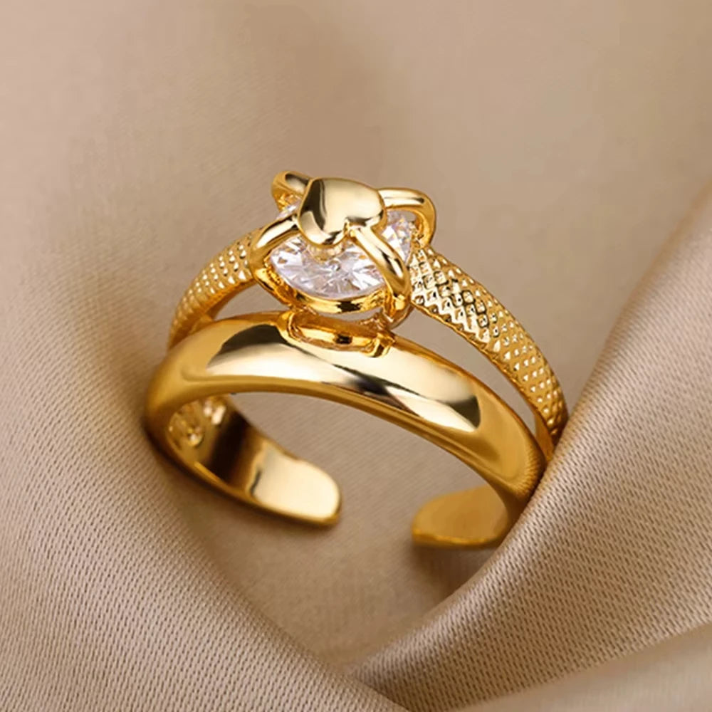House of Noem — Gold-Plated Zircon Statement Ring