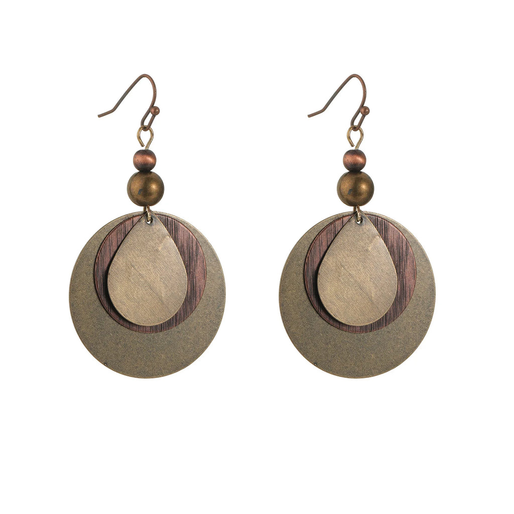 House of Noem — Retro Bronze Round Bead Drop Earrings