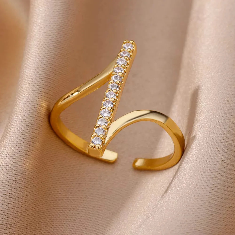 Gold-Plated Zircon Statement Ring