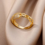 Gold-Plated Zircon Statement Ring