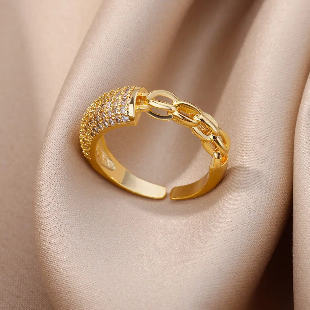 Gold-Plated Zircon Statement Ring