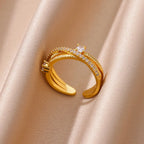 Gold-Plated Zircon Statement Ring