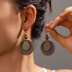 House of Noem — Retro Bronze Round Bead Drop Earrings