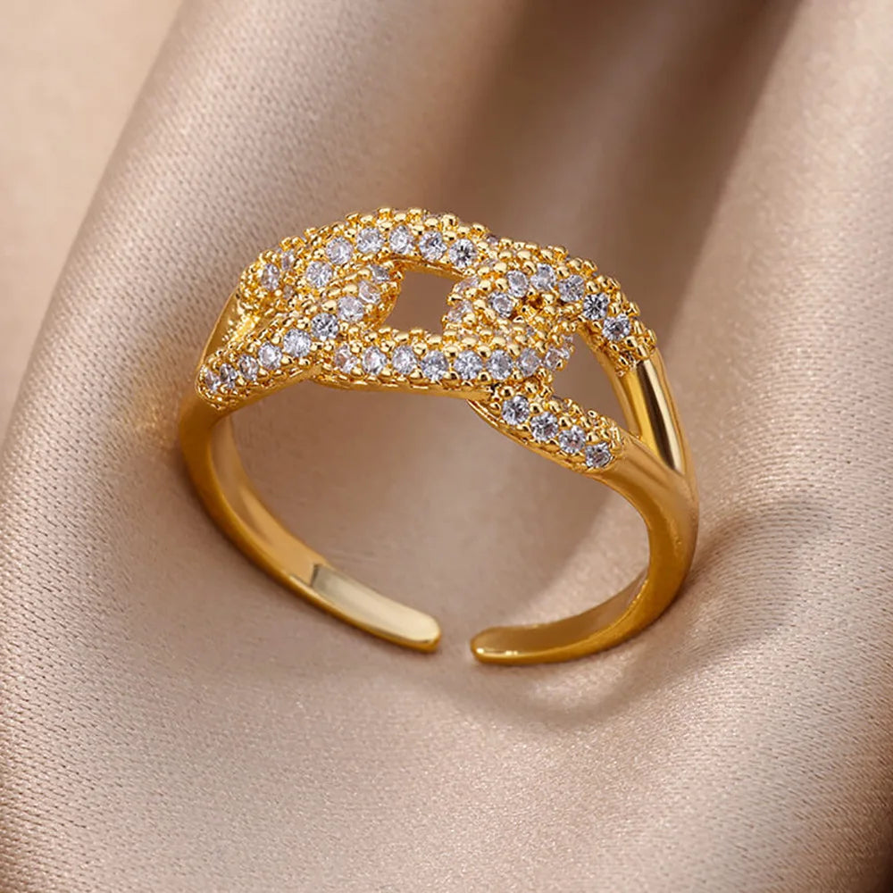 Gold-Plated Zircon Statement Ring