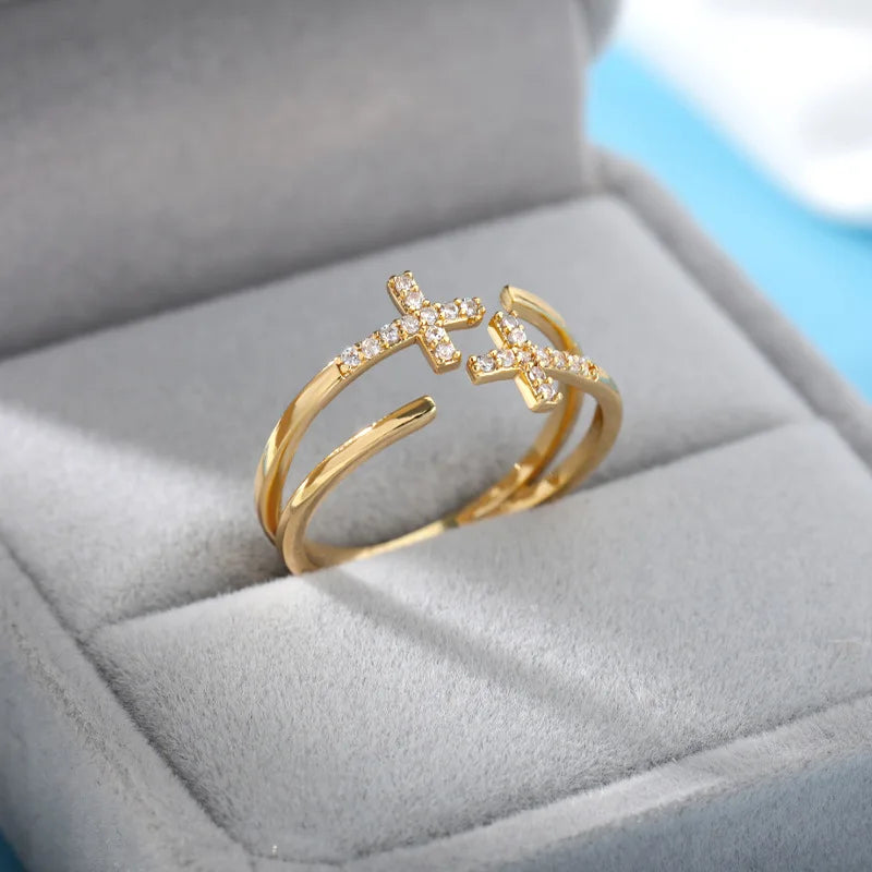 Gold-Plated Zircon Statement Ring