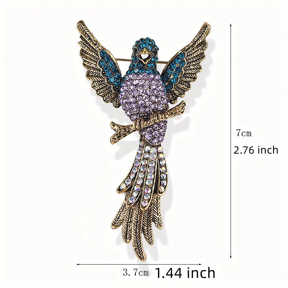 Crystal Hummingbird Brooch - Luxury Gold Animal Pin