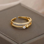 House of Noem — Gold-Plated Zircon Statement Ring