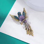 Crystal Hummingbird Brooch - Luxury Gold Animal Pin