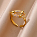 Gold-Plated Zircon Statement Ring