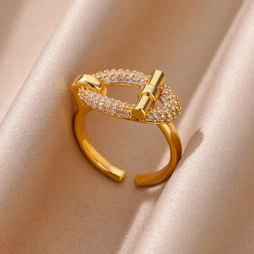 Gold-Plated Zircon Statement Ring