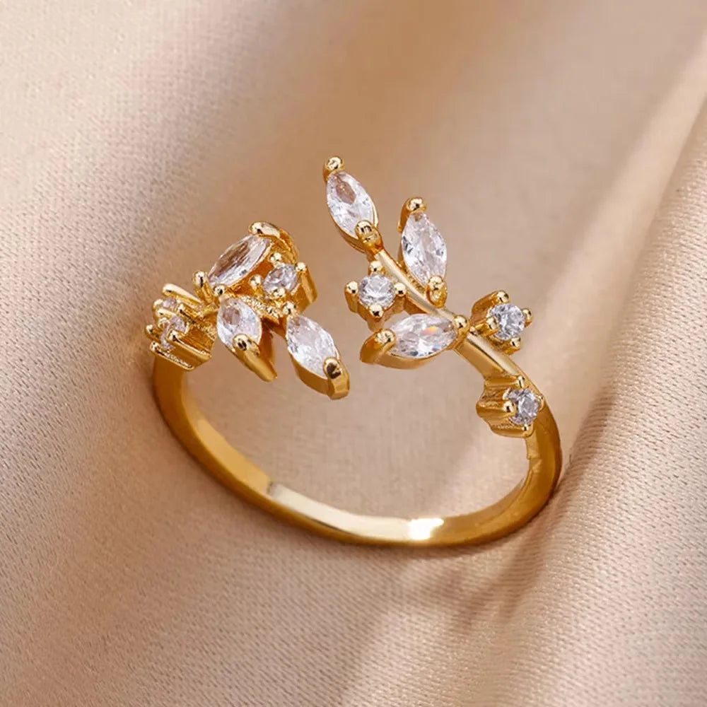 Gold-Plated Zircon Statement Ring
