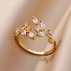 Gold-Plated Zircon Statement Ring