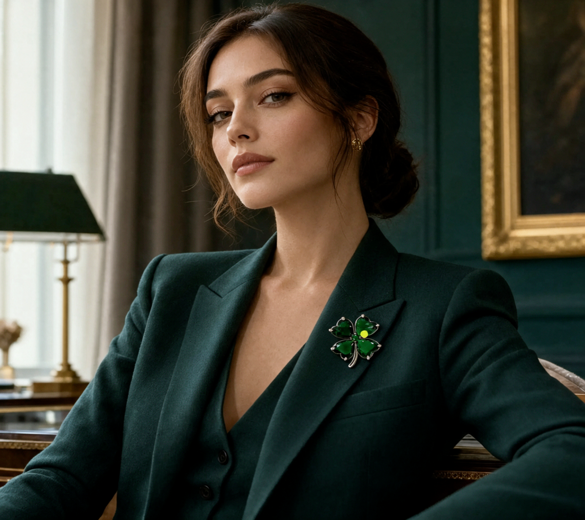 Four-Leaf Clover Anti-Exposure Brooch