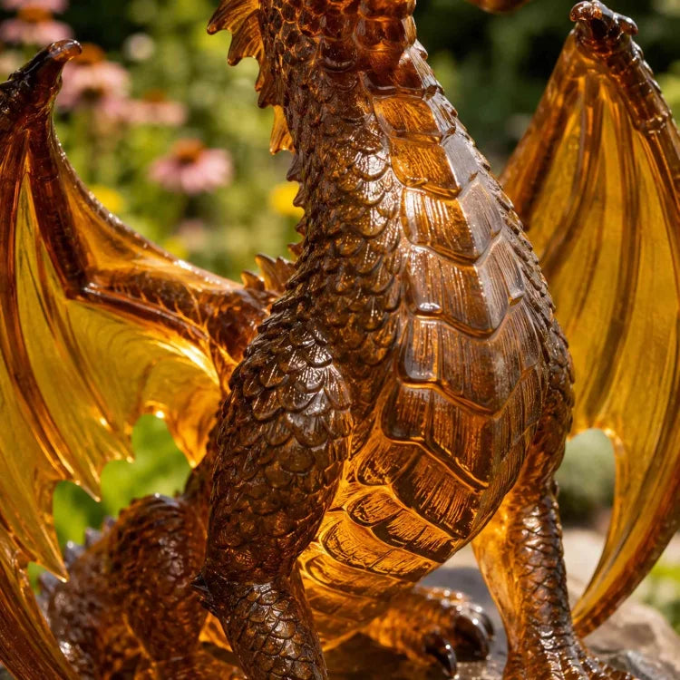 Golden dragon sculpted scales and wings
