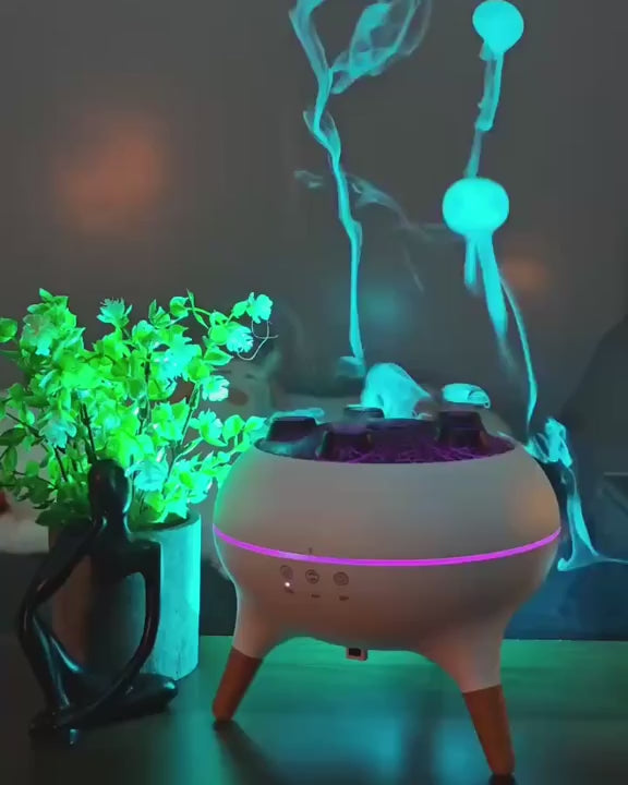 JellyGlow diffuser with colorful ambient lighting